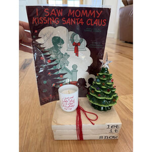 Vintage Retro Christmas Holiday Lot Of 4 Vintage Sheet Music, Tree, Candle, Book